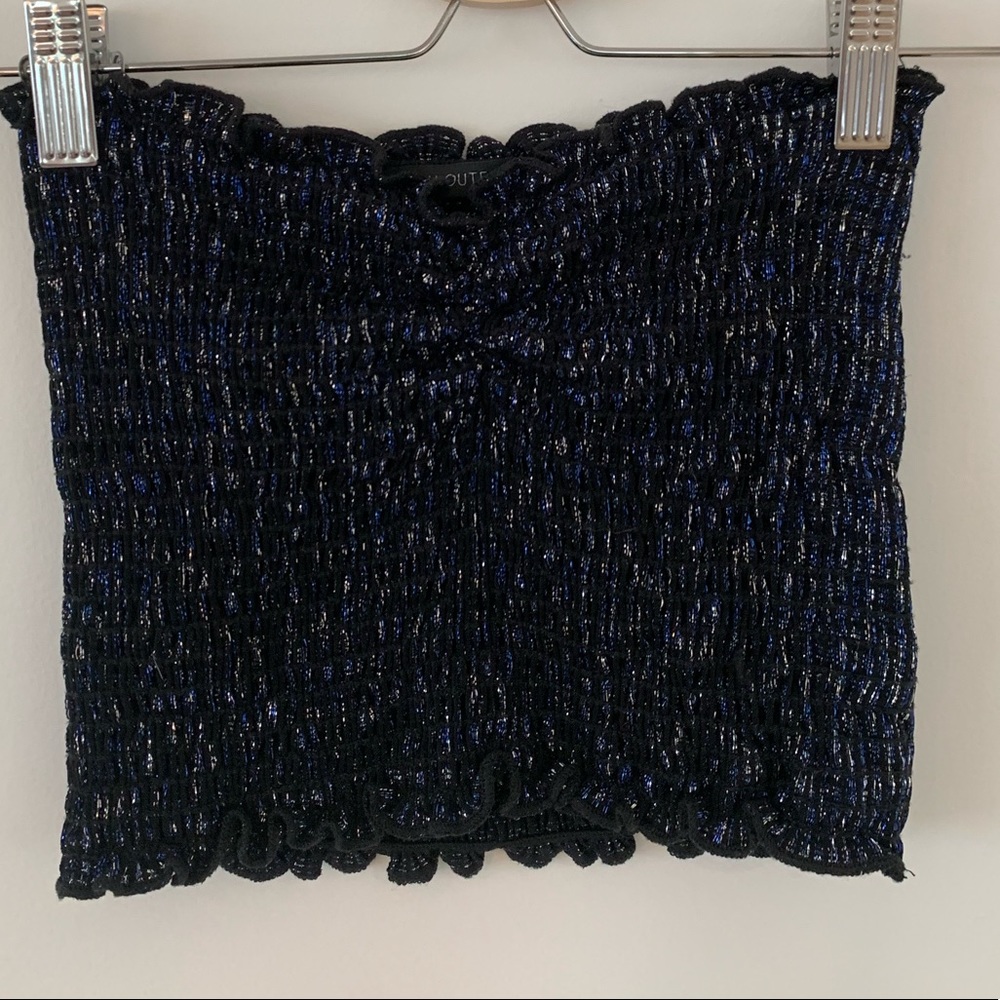 Urban Outfitters black and blue sparkly tube top